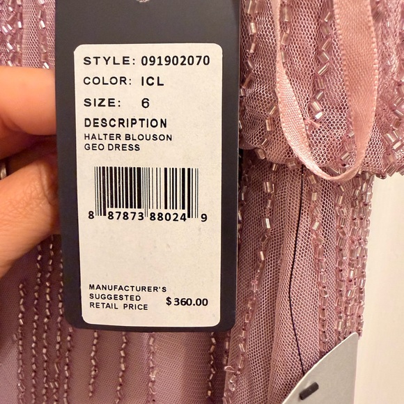 Adrianna Papell beaded halter blouson gown icy - Picture 8 of 9